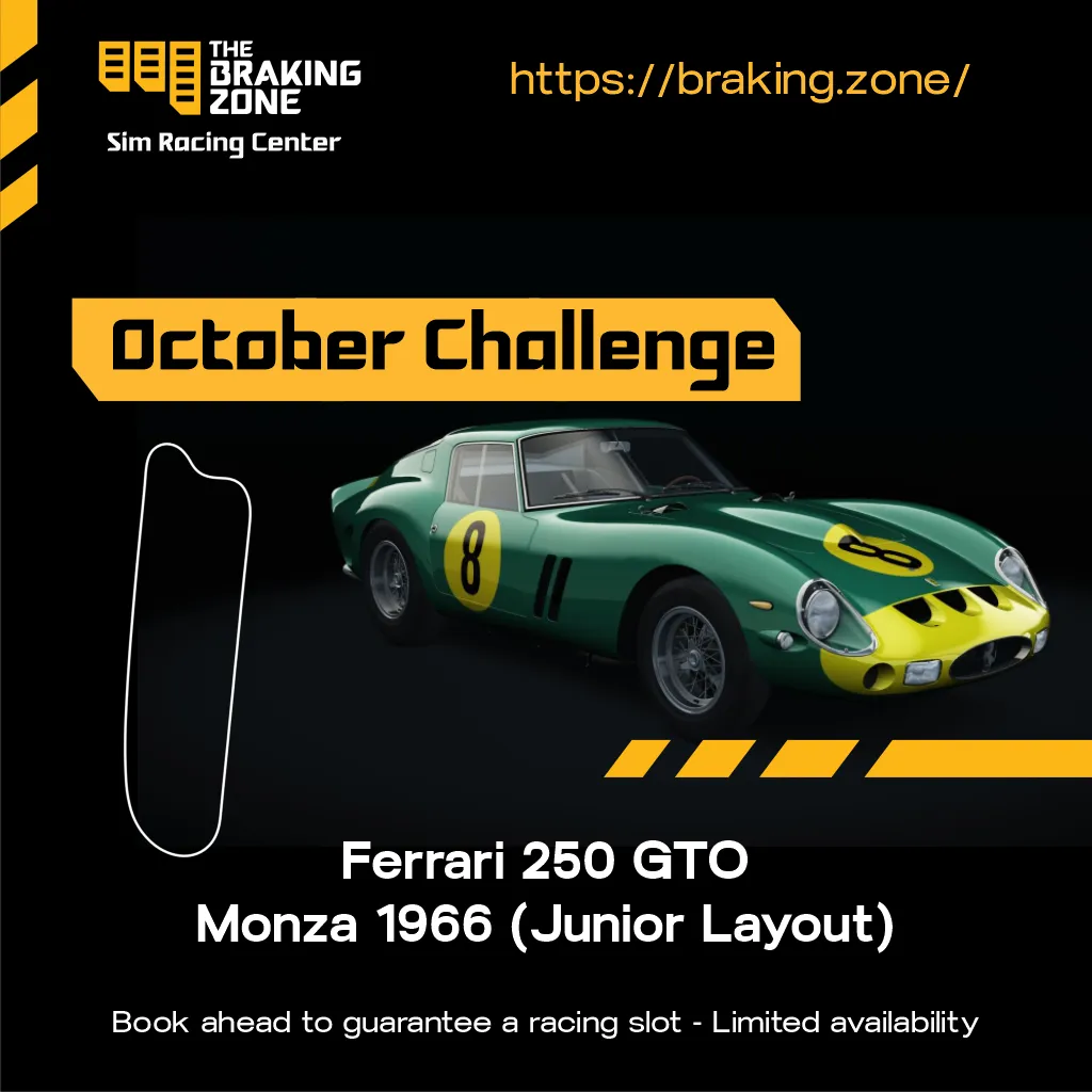 October 2025 Hotlap Challenge featuring Monza 1966 circuit and Ferrari 250 GTO