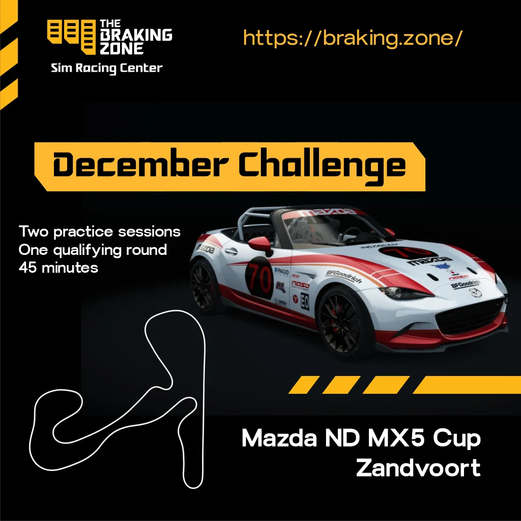 December 2025 Hotlap Challenge featuring Zandvoort and the Mazda ND MX5 Cup