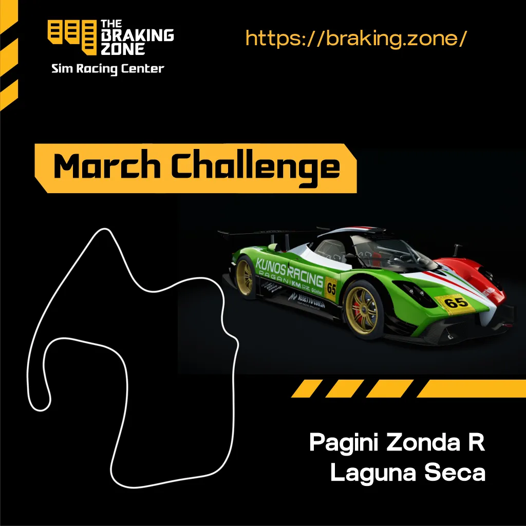 March 2026 Hotlap Challenge featuring Laguna Seca and the Pagani Zonda R